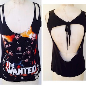 Camiseta vintage de banda desgastada, reciclada y renovada de THE WANTED.
