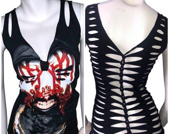 SLEEP TOKEN Cut Weave Back T-shirt top concert festival metalband gesneden versnipperd sexy vernieuwd upcycled custon shirt slaap token