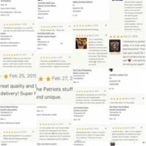 May include: A collage of customer reviews with text and star ratings. The reviews are displayed in a grid format, with each review including the customer's name, date, and a brief comment. The overall tone suggests positive feedback.