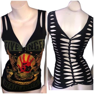 FFDP Five Finger Death Punch Cut Weave Back Tshirt Top