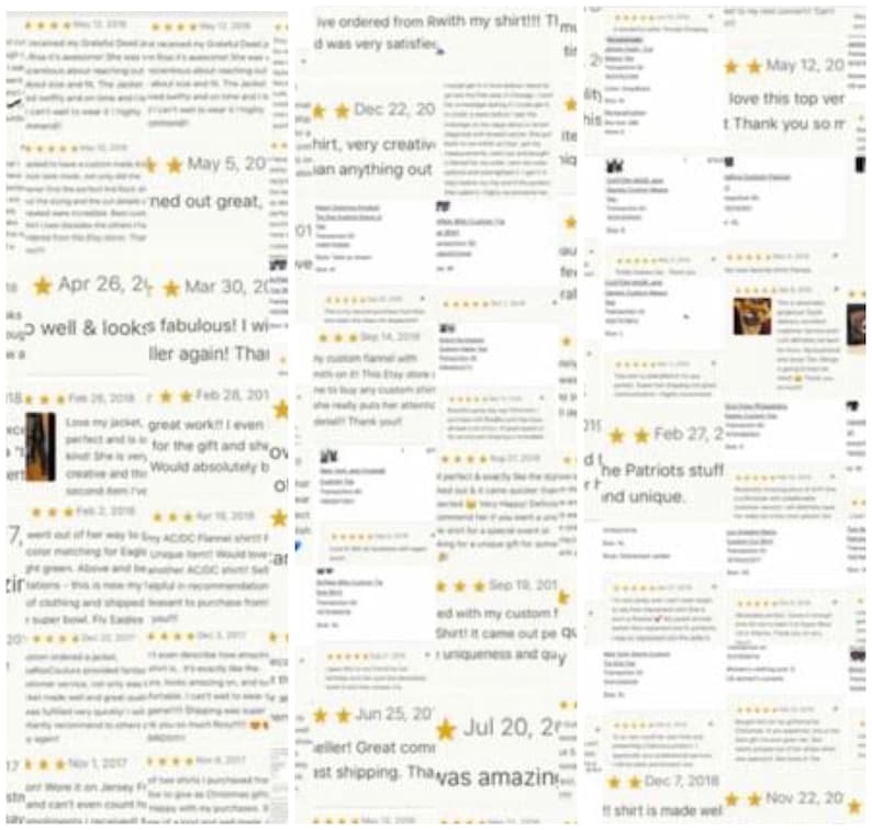 May include: A collection of customer reviews, displayed on a white background. The image shows text and star ratings, with dates and comments. The reviews indicate positive feedback and customer satisfaction with the products.