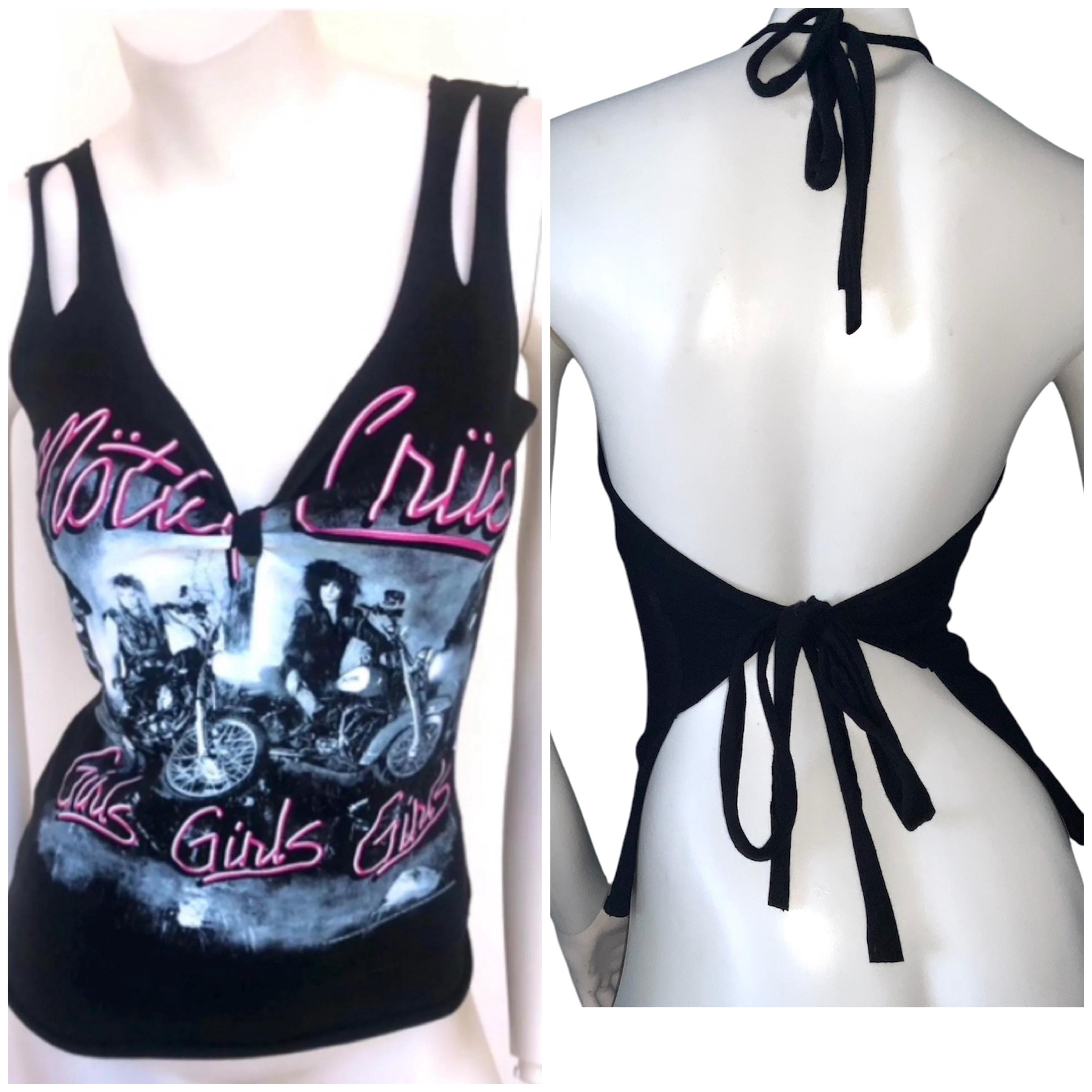MOTLEY CRUE, Girls Custom Cut Tshirt Top Shredded Custom