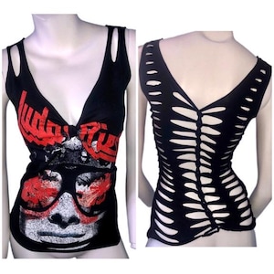 JUDAS PRIEST Cut Weave Back Tshirt Top
