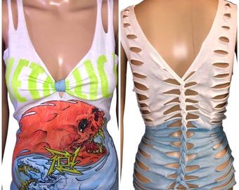 METALLICA T-shirttop met uitgesneden geweven achterkant