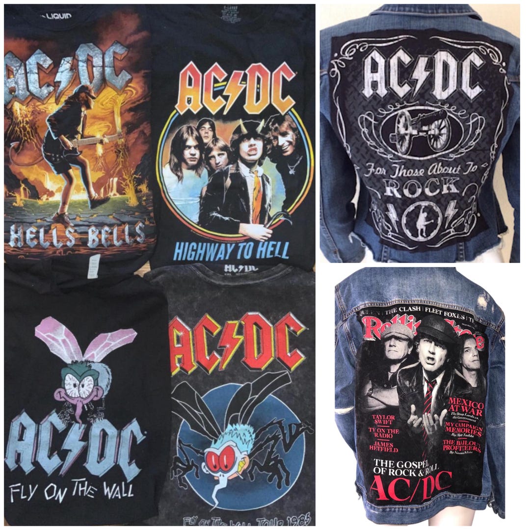 ACDC Patch Rock Band Jean Jacket Custom Denim Upcycled Reworked ...