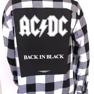 ACDC Made To Order Patch Flannel Shirt rock band button custom grunge punk goth concert custom distressed reworked repurposed