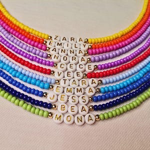 Colorfull Name Beaded Necklace, Custom Name Necklace, Personalized Jewelry, Choker Necklace, Birthday Gift,