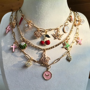 Build Your Own Custom Charm Necklace for Women, Pick Your Charms, Summer Charm Necklace, Vintage Chunky Necklace, Personalized Birthday Gift