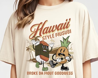 Spam Musubi Shirt, Retro Hawaiian Shirt, Retro Hawaii Print, Pineapple Tshirt, Hawaii Tee Shirts, Hawaiian Food Shirt, Hawaii Vacation Shirt