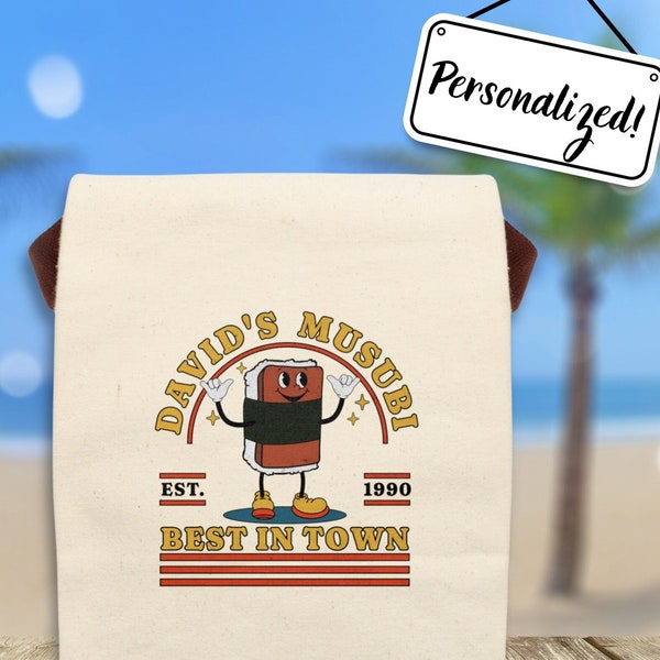 Personalized Spam Musubi Canvas Lunch Bag With Strap, Spam Musubi Lunch Bag, Hawaiian Bags, Hawaiian Gift Bag, Musubi Bag