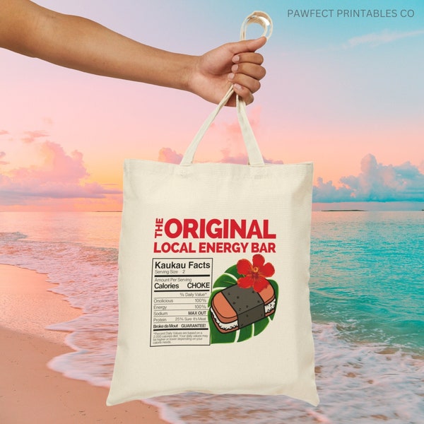 Spam Musubi Tote Bag, Spam Musubi Bag, Cotton Canvas Tote Bag, Hawaiian Fabric, Hawaii Art, Hawaii Vacation Gift, Musubi Bag, Hawaii Bag