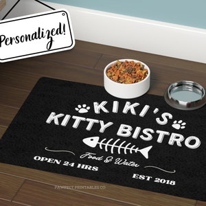 Personalized Cat Food Mat, Pet Food Mat Personalized, Custom Pet Food Mat, Personalized Pet Food Mat, Pet Bowl Mat, Cat Food Placemat