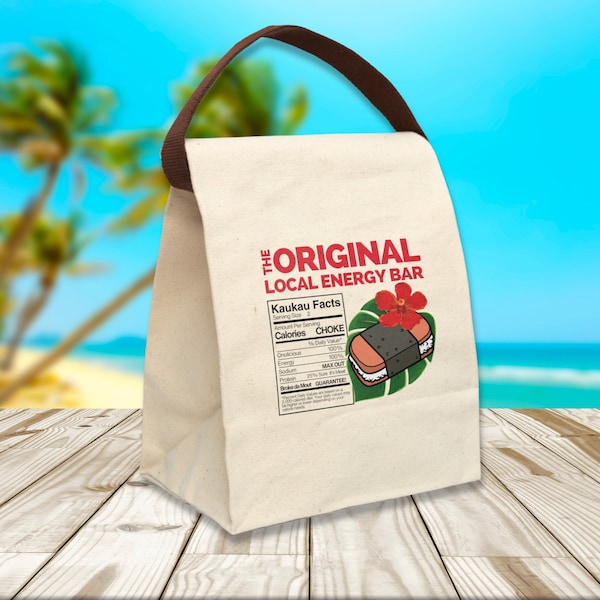 Spam Musubi Canvas Lunch Bag With Strap, Spam Musubi Lunch Bag, Hawaiian Bags, Canvas Lunch Bag with Handle, Hawaiian Gift Bag, Musubi Bag