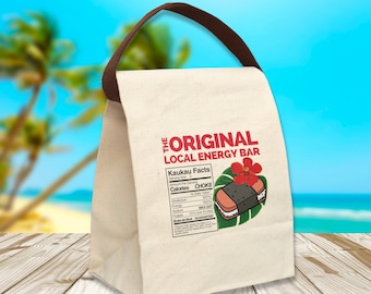 Spam Musubi Canvas Lunch Bag With Strap, Spam Musubi Lunch Bag, Hawaiian Bags, Canvas Lunch Bag with Handle, Hawaiian Gift Bag, Musubi Bag