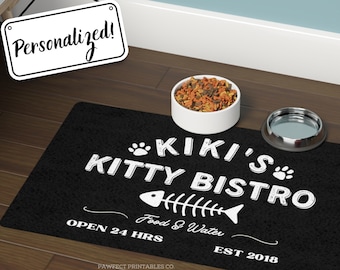Personalized Cat Food Mat, Pet Food Mat Personalized, Custom Pet Food Mat, Personalized Pet Food Mat, Pet Bowl Mat, Cat Food Placemat