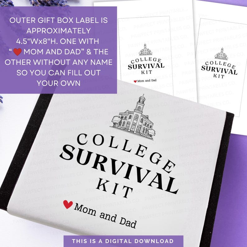 College Survival Kits Printable Gift Card Holder for College Students, High School Graduation Gift Card Holder, College Care Packages image 4