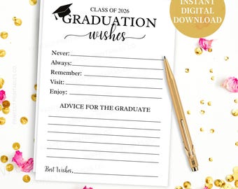 Graduation Advice Cards Digital Download, Class of 2026 Keepsake, Advice Cards Graduation, Graduation Gifts