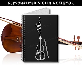 Personalized Violin Notebook, Custom Music Journal, Orchestra Student Gift, Violin Practice Notebook, Music Lover Gift, Music Teacher Gift
