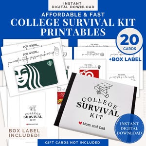 College Survival Kit Printables: Gift Card Holder Tags (Digital Download)
