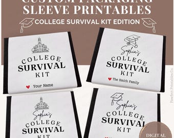 Personalized Box Packaging Sleeve Printables, College Survival Kit Printables, Custom Gift Card Box Sleeve, College Care Package Ideas