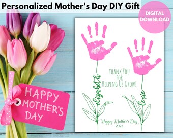 Personalisiertes Muttertagsgeschenk, Muttertag Handabdruck druckbar, Muttertag Handabdruck Handwerk, Muttertag Handabdruck Blumengeschenk, individuelles Geschenk