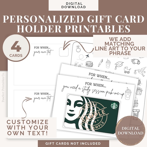Personalized Gift Card Holder Printables, Made to Order, Custom Gift Card Sleeve, for When You Need Cards, College Care Package Ideas - Etsy Personalized Gift Card Holder Printables, Made to Order, Custom Gift Card Sleeve, for When You Need Cards, College Care Package Ideas - Etsy