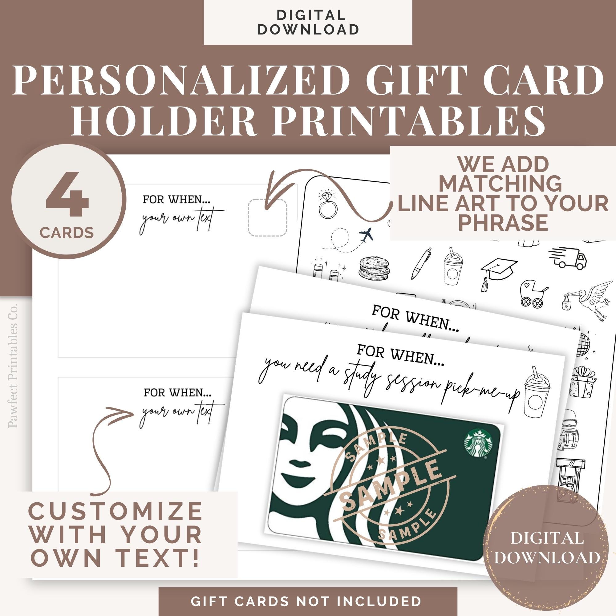 Personalized Gift Card Holder Printables, Made to Order, Custom Gift Card  Sleeve, for When You Need Cards, College Care Package Ideas - Etsy