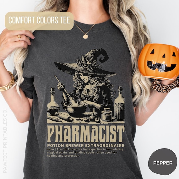 Pharmacist Shirt, Pharmacy Tech Shirt, Comfort Colors Witch Shirt, Pharmacy Technician Gifts, Pharmacist Tshirt, Salem Shirt, Halloween Tee