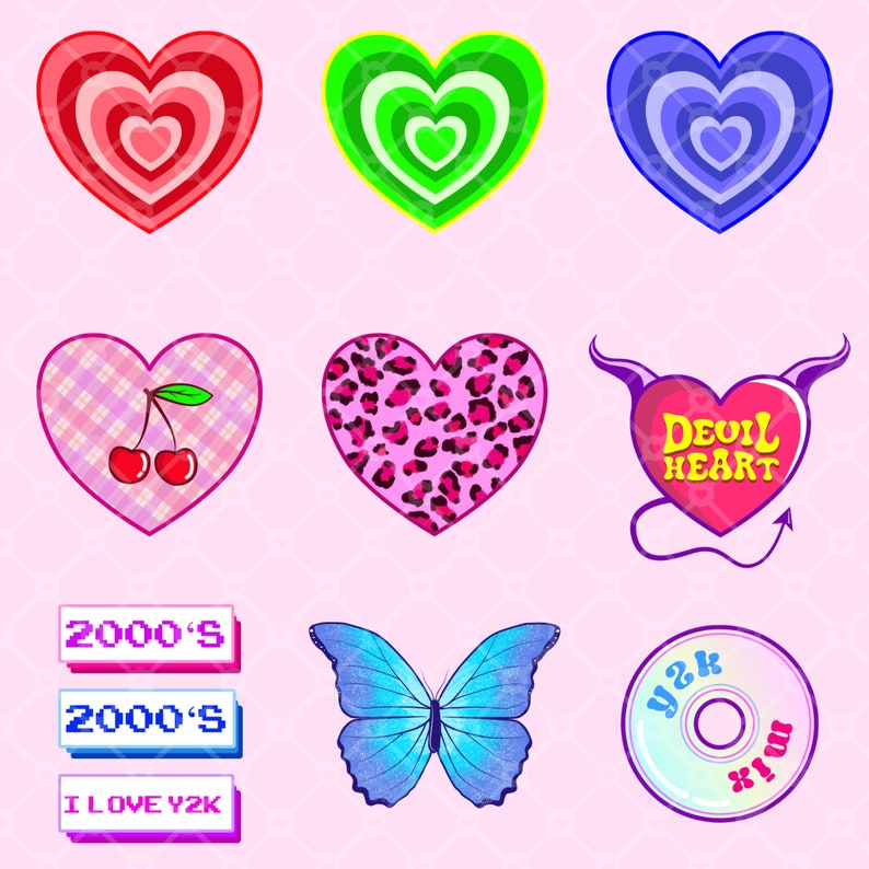 Y2K Aesthetic 9 Digital Sticker Pack Planner 90s Etsy