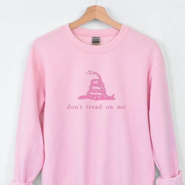 Pink Dont Tread on Me Sweatshirt, Vintage Gadsden Flag Logo Sweater, Patriotic Christmas Gifts Sister, American Snake Shirt, Resist Tyranny