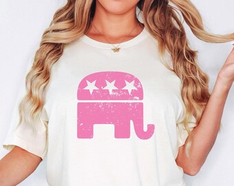 Rosa Republikanische Party T-Shirt, süßes GOP Elefant T-Shirt, Konservative Geburtstagsgeschenke, Feminine Politische Shirts, Cuteservative