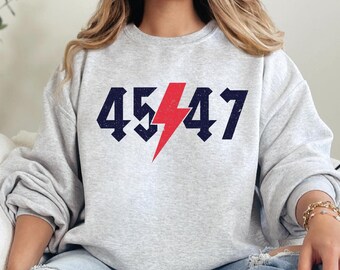Trump 2024 Sweatshirt, 45 47 President of the USA Top, Conservative Patriot Women Christmas Gift Ideas, Patriotic Political Sweater