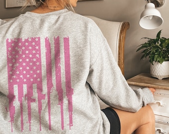 Second Amendment Sweatshirt for Women, Pink Firearm Back Design Sweater, Conservative Wife Gift, 2A Right to Bear Arms Shirt Political NRA