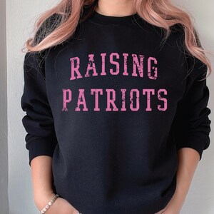 Raising Patriots Sweatshirt, Vintage Style American Mama Sweater, New Mom Gift Idea, US Military Wife Shirt image 7