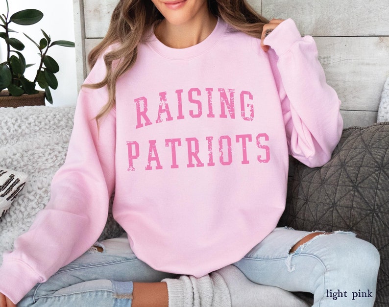 Raising Patriots Sweatshirt, Vintage Style American Mama Sweater, New Mom Gift Idea, US Military Wife Shirt image 1