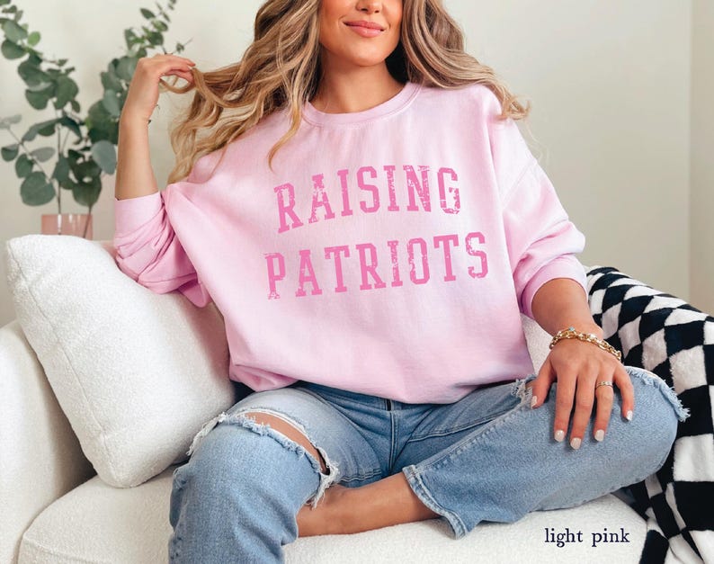 Raising Patriots Sweatshirt, Vintage Style American Mama Sweater, New Mom Gift Idea, US Military Wife Shirt image 4