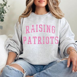 Raising Patriots Sweatshirt, Vintage Style American Mama Sweater, New Mom Gift Idea, US Military Wife Shirt image 2