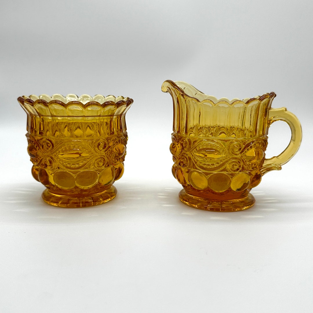 Winker Design Vintage L.G. Wright Amber Eye Winker Sugar and Creamer, Circa 1960s - Etsy