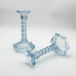 Vintage Walther & Sohne Mary Ice Blue Candle Stick Holders, Circa 1935, Germany