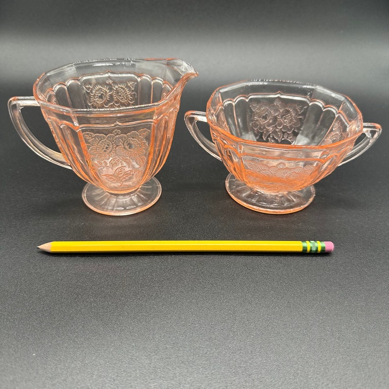 Vintage Mayfair Pink Depression Glass Sugar and Creamer Set Etsy