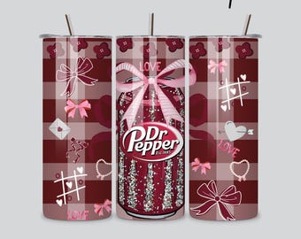 Dr Pepper Coquette Preppy TUMBLER Wrap Digital 20 OZ sublimation design. New cup design . Super cute.