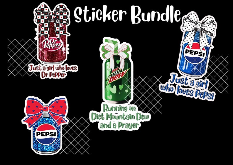 Sticker Bundle/ Dr Pepper/ Pepsi/ Diet Dew / 4 Stickers Included . Png ...