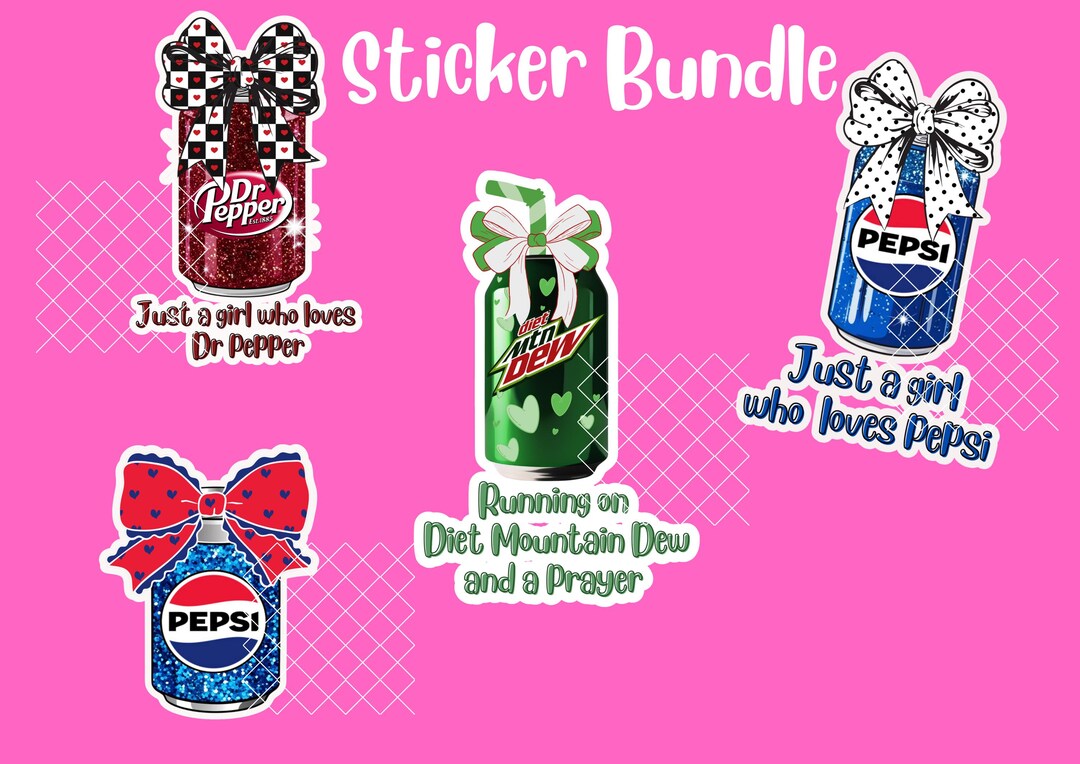 Sticker Bundle/ Dr Pepper/ Pepsi/ Diet Dew / 4 Stickers Included . Png ...