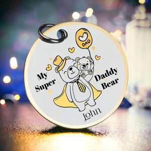Chaveiro Super Pai, Urso Fofo, Nome Personalizado, Presente de Aniversário para o Pai, Melhor Presente de Dia dos Namorados para Ele