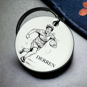 Personalized Netball Player Keychain: Engraved Stainless Steel Keyring