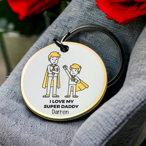 Chaveiro Super Papai, chaveiro de herói, pai, filho, pingente, presente personalizado para pai, família, amor, agradecimento, presente, melhor presente de dia dos namorados para ele