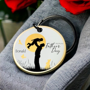 Llavero con silueta de padre e hijo, llavero personalizado con diseño de cielo, regalo para papá, recuerdo personalizado, regalo para el Día del Padre, el mejor regalo para San Valentín para él.