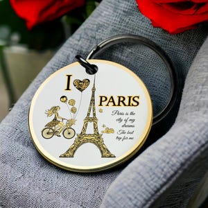 Llavero de París, llavero de la Torre Eiffel, regalo para amantes de los viajes, vacaciones románticas escénicas, monumento, recuerdo, regalo urbano, el mejor regalo de San Valentín para él.