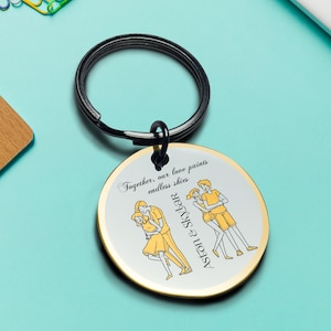 Portachiavi di coppia personalizzato romantico fatto a mano accessorio per anniversario d'amore speciale momento del cielo design il miglior regalo di San Valentino per lui