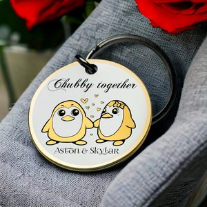 Kundenspezifische Pinguin-Liebe Keychain romantisches Geschenk nettes Andenken Chubby zusammen entzückendes Paar Token spezielle Bindung Bestes Valentinstaggeschenk für ihn